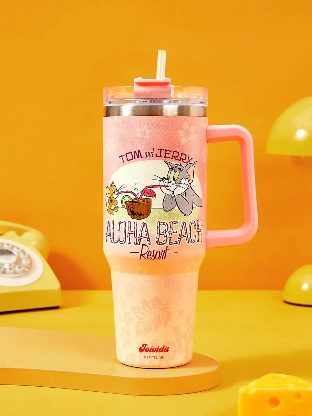Strawberry Shortcake X POKOJA LAND 40oz Stainless Steel Tumbler Water Bottle/Coffee Cup With Handle And Straw, Leakproof, Insulated (Keeps Drinks Hot Or Cold)