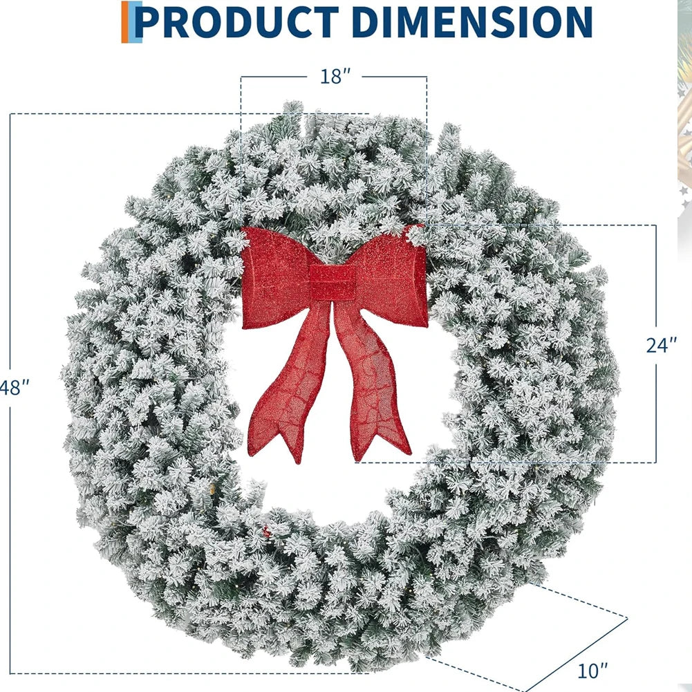 Studyset Pre Lit Artificial Christmas Wreath With Bow And Lights