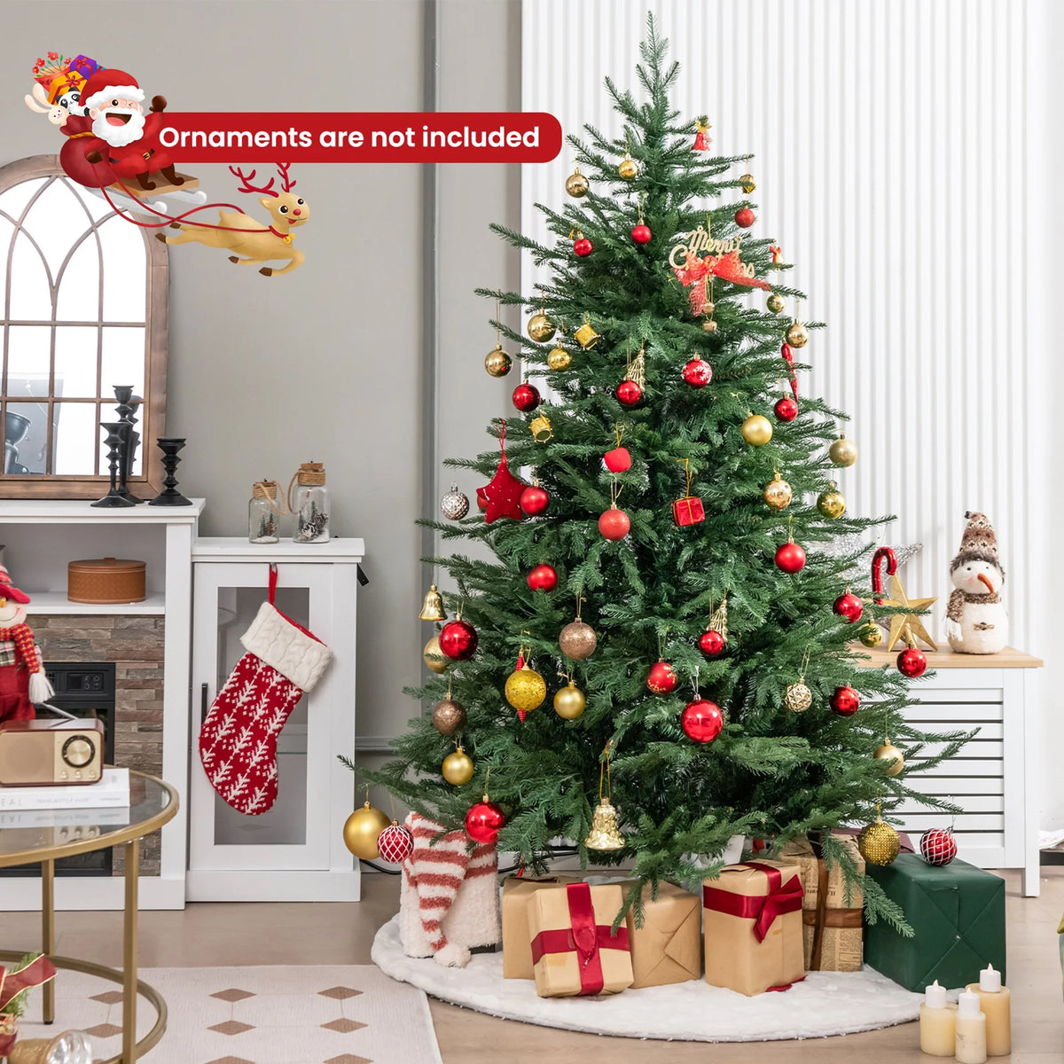 Lifezeal Pre Lit Artificial Christmas Tree With Metal Stand