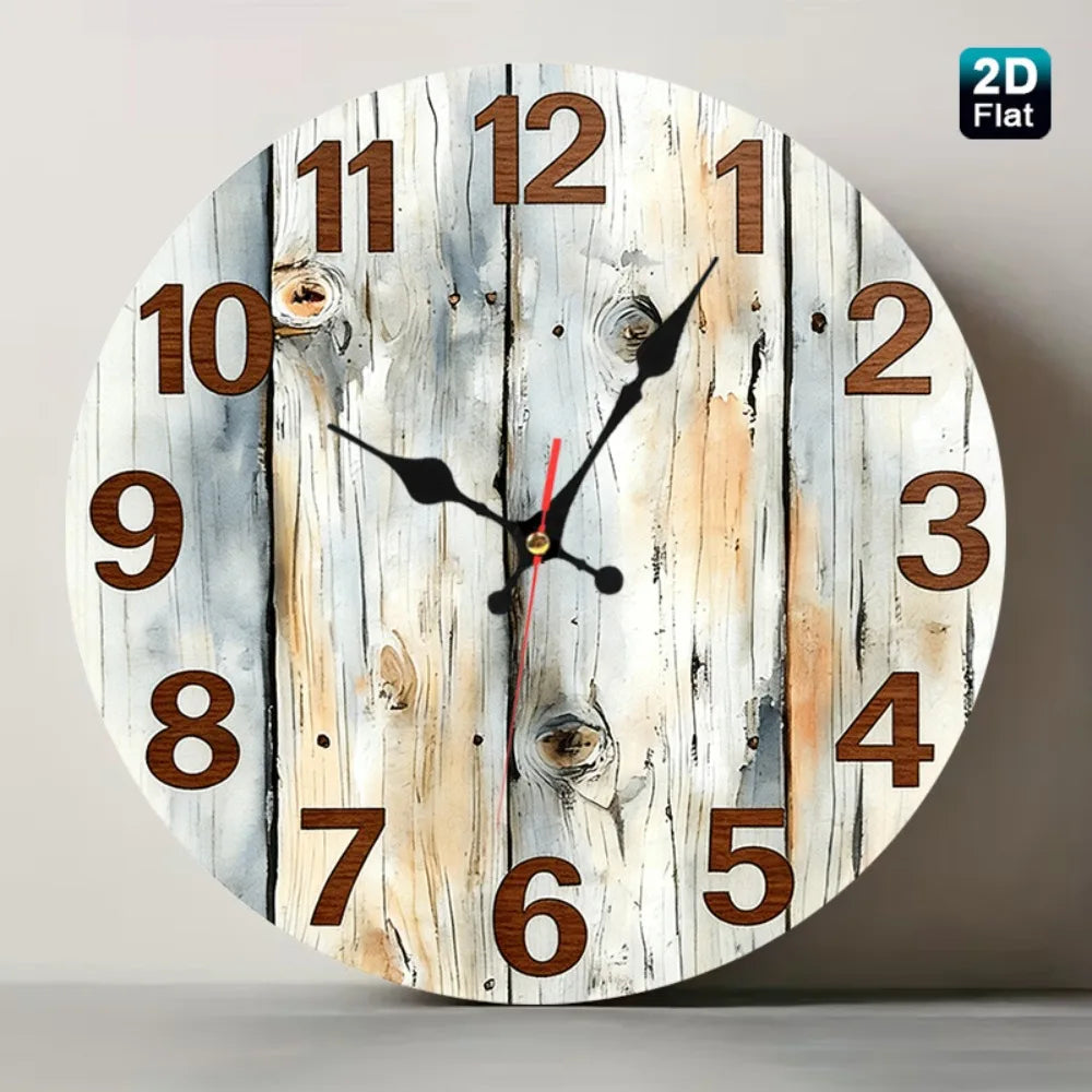 Rustic Wood Nursery Wall Clock With Distressed Plank Texture