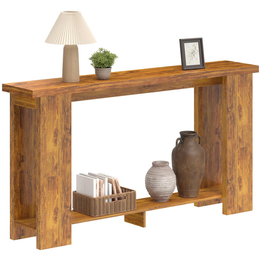Wooden Entryway Console Table With Storage Shelf Farmhouse Style