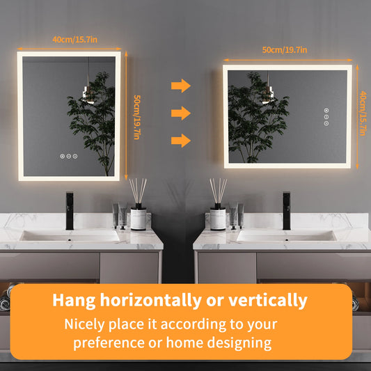 Vanity LED Illuminated Wall Mount Bathroom Mirror With Antifog