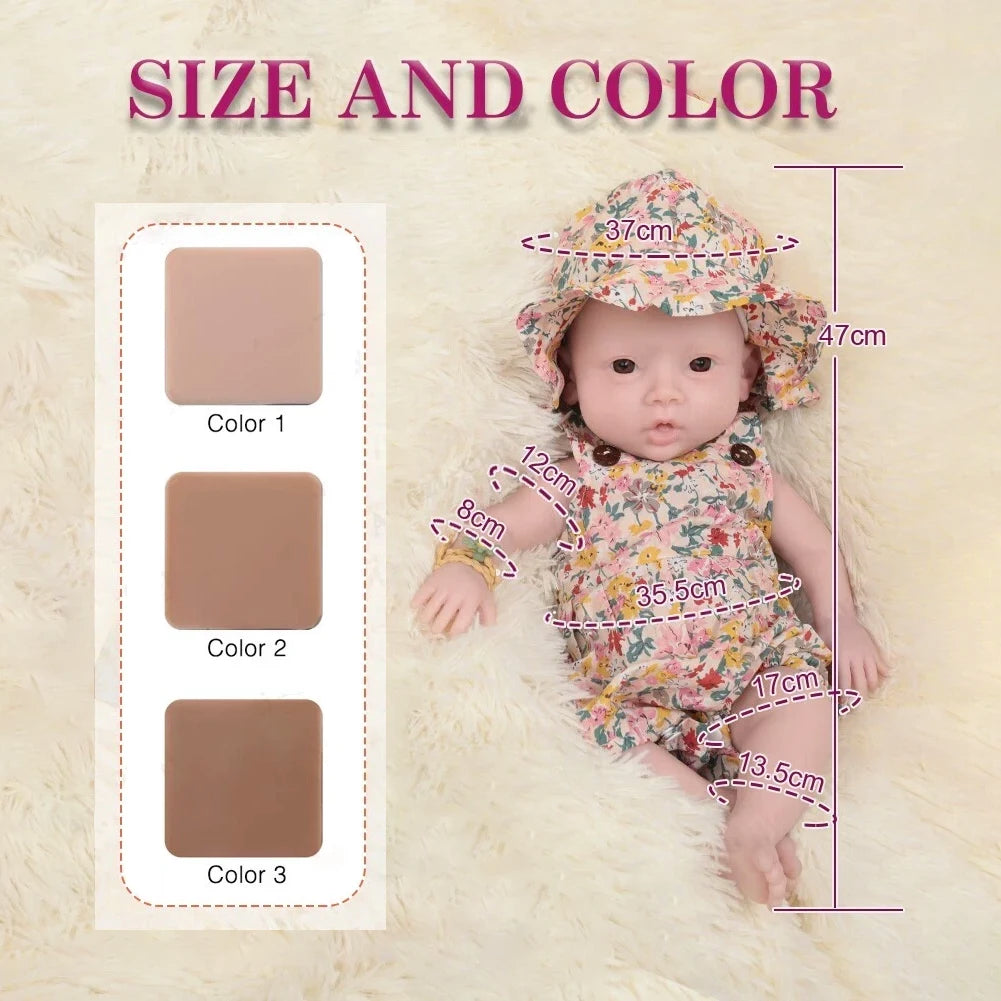 18.5-inch 3000g Realistic Silicone Reborn Baby Doll 100% Silicone Newborn Girl Toy for Children's Doll Collection