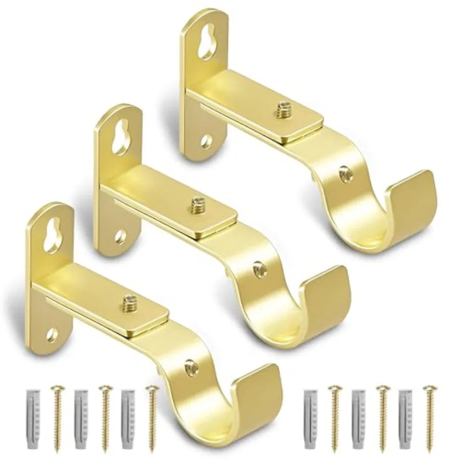 Adjustable Curtain Rod Brackets, Metal Window Drapery Rod Hanger Holders Hooks for 1 inch Rods,3
