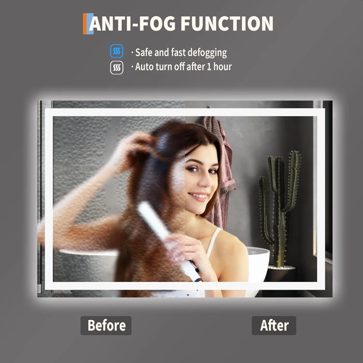 TWISTER.CK LED Bathroom Mirror With Memory And Anti Fog Frameless