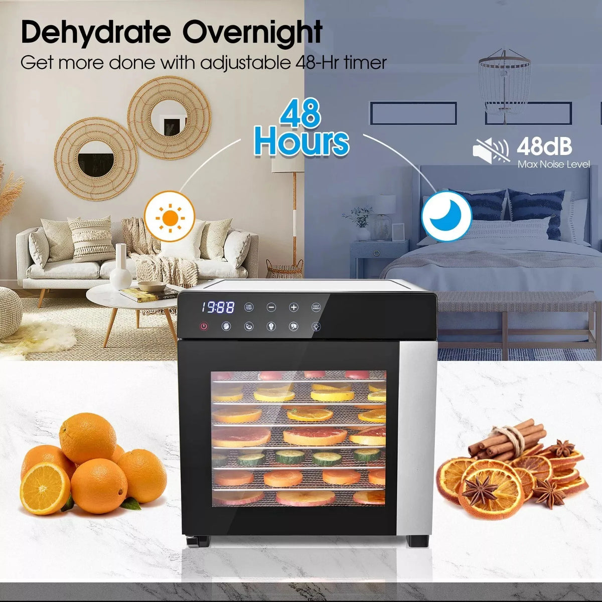 SNDOAS 8 Tray Stainless Steel Dehydrator 600W Digital Timer