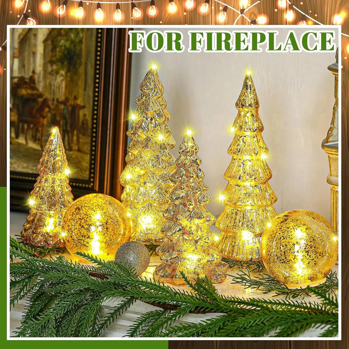 Mercury Glass Christmas Trees Light Up Tabletop Holiday Home Decor