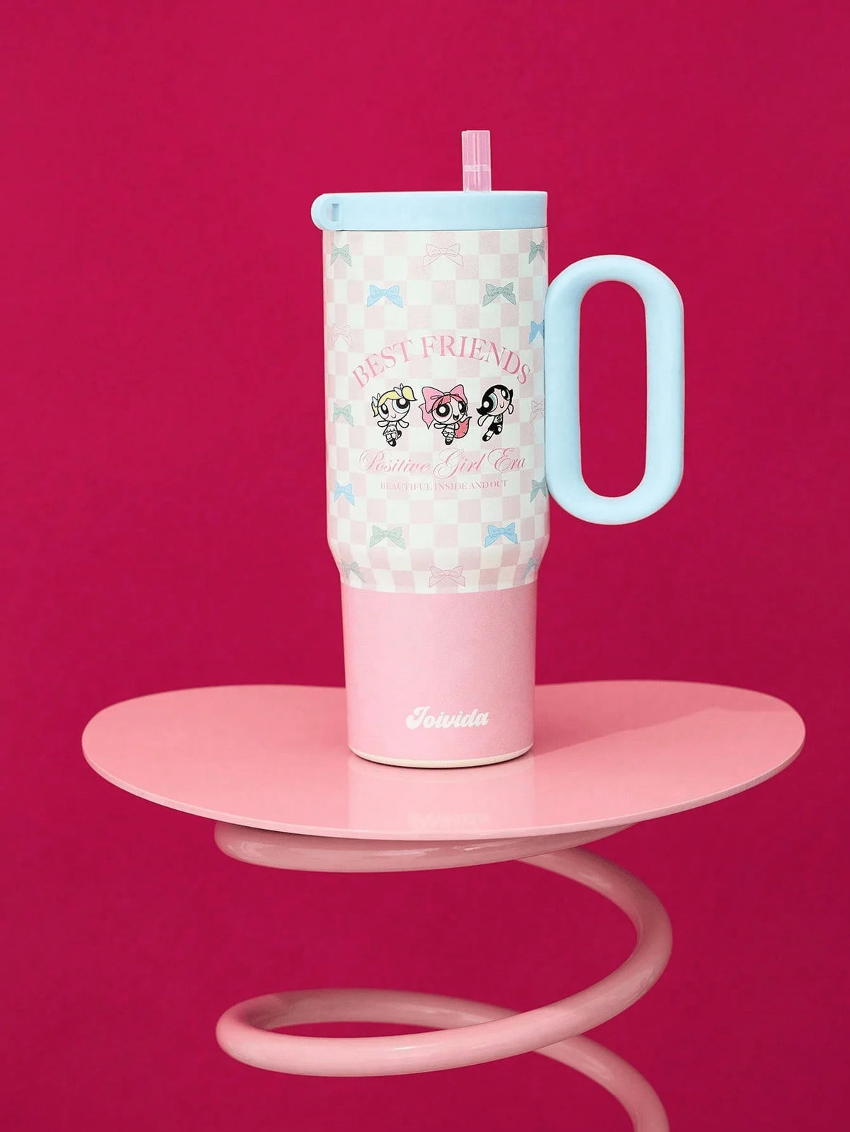 Strawberry Shortcake X POKOJA LAND 40oz Stainless Steel Tumbler Water Bottle/Coffee Cup With Handle And Straw, Leakproof, Insulated (Keeps Drinks Hot Or Cold)