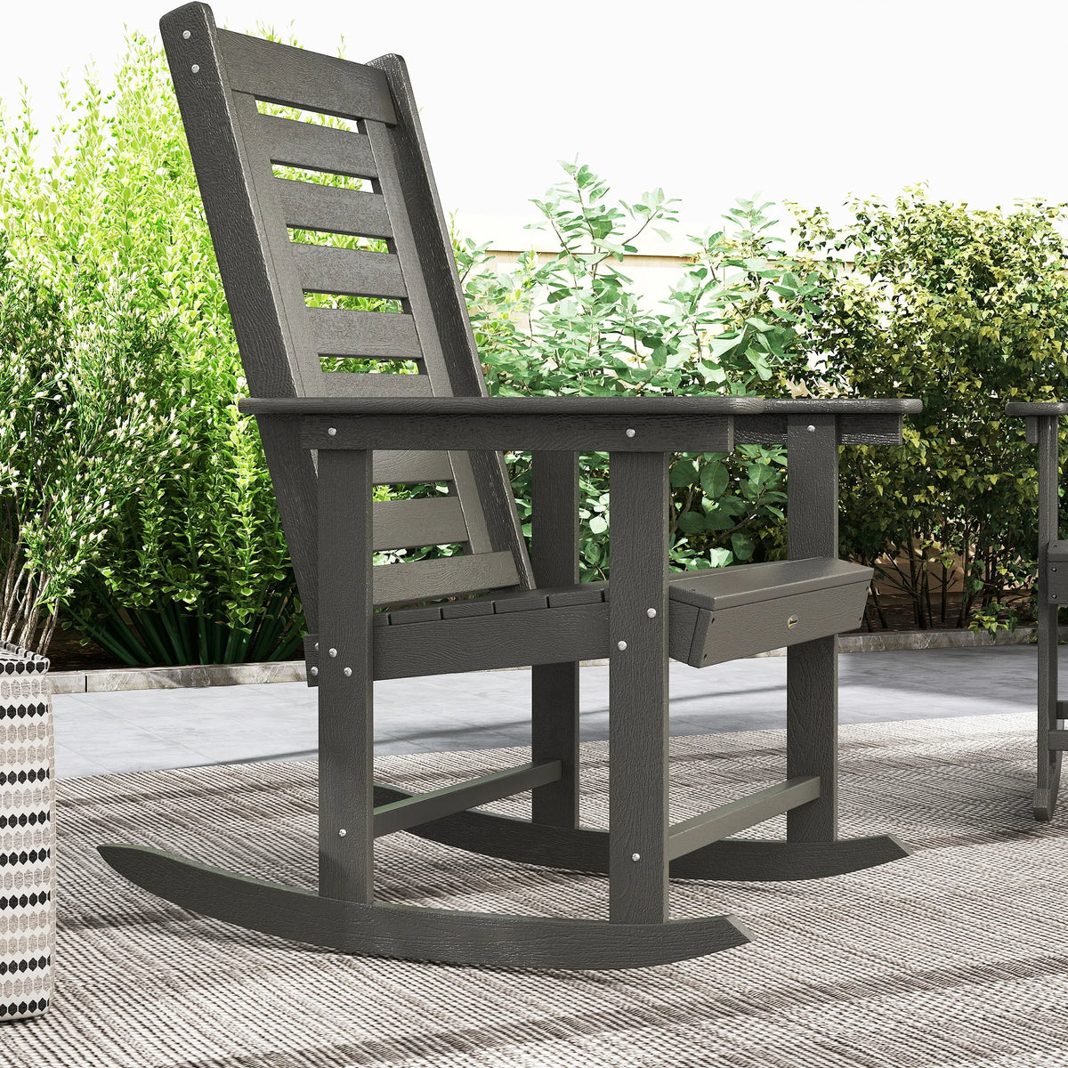 Two Outdoor Rocking Chairs HDPE High Back Patio Rockers
