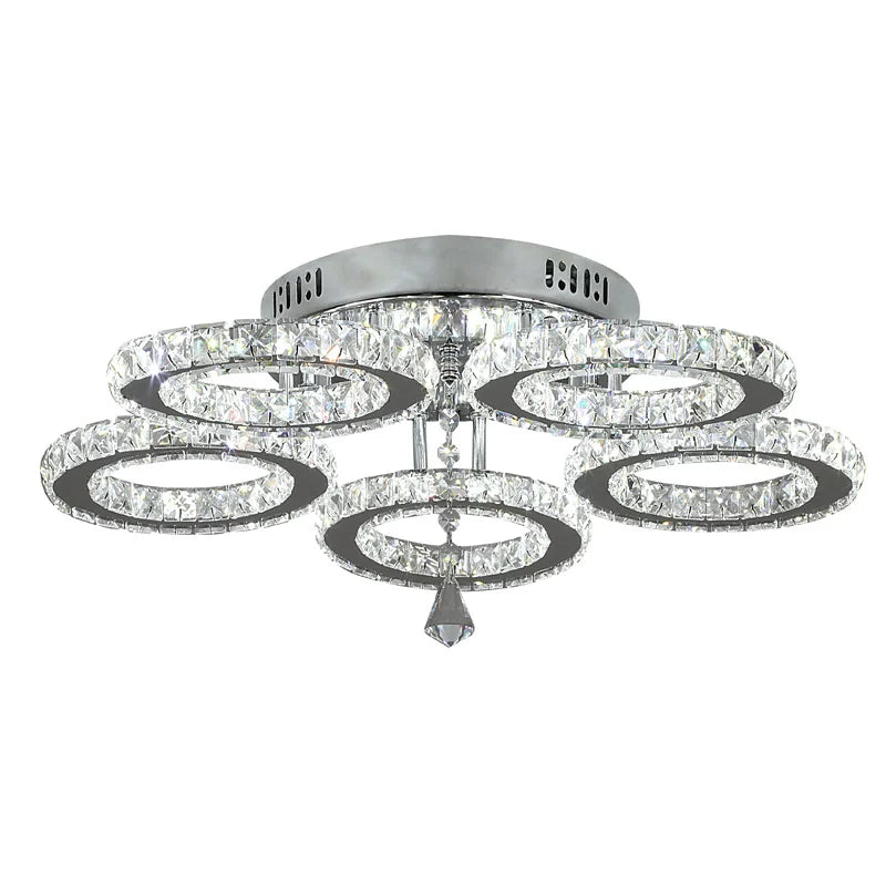 GreeLustr Modern Led Crystal Ring Pendant Light For Living Room