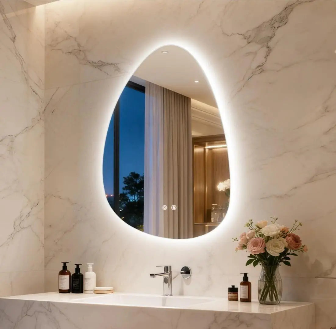 LED Wall Mounted Bathroom Mirror With Anti Fog And Three Color Settings