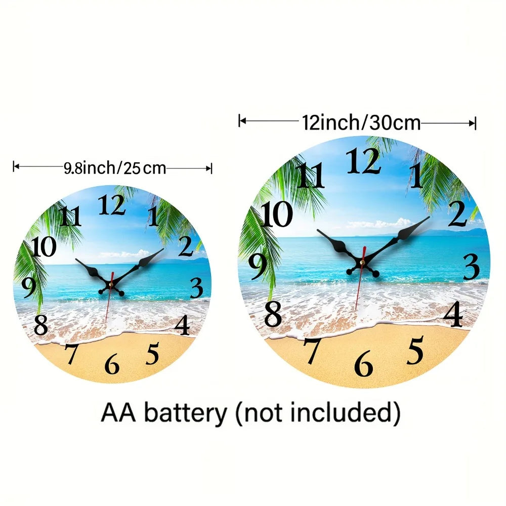 XMSJ Wooden Round Wall Clock Silent Decorative Living Room Accent