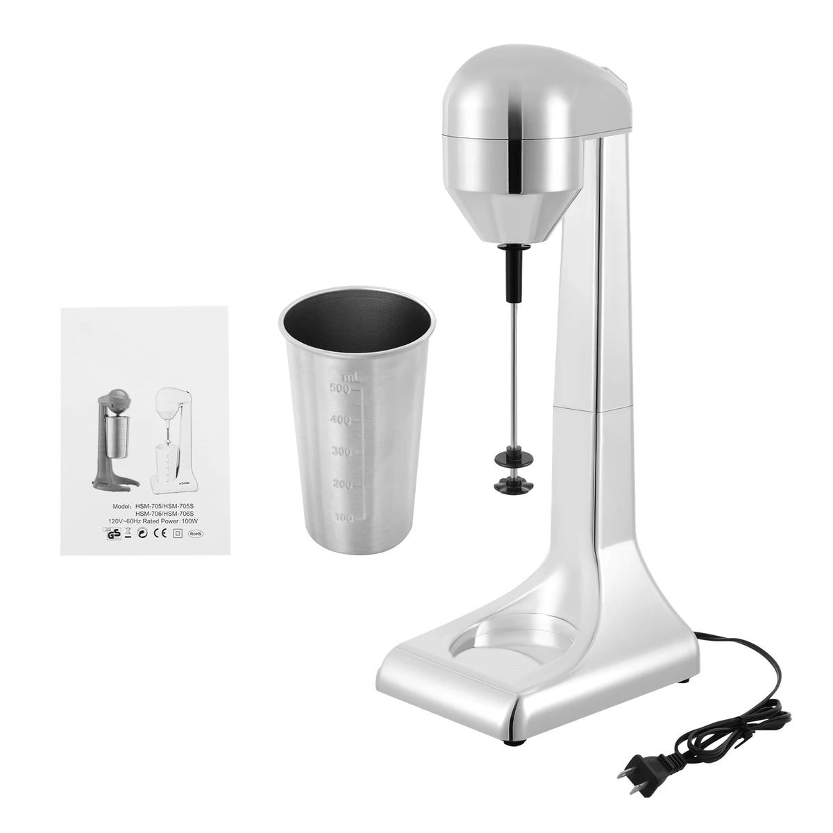 Milkshake Maker+100W Power, Electric Milk Shake Blender Maker+16000/22000rpm Speed, Household Commercial Drink Mixer+500ml Cup Capacity, For Milk Tea Stores Homes Coffee Shops Hotels Restaurants Making Malted Milk Milkshakes