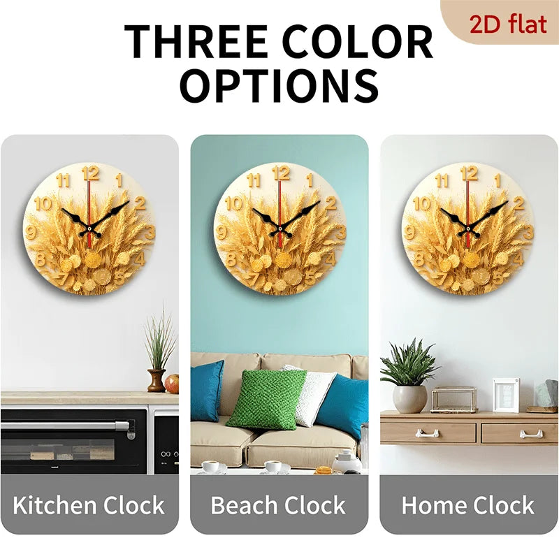 Modern Farmhouse Money Round Wall Clock With Golden Hands