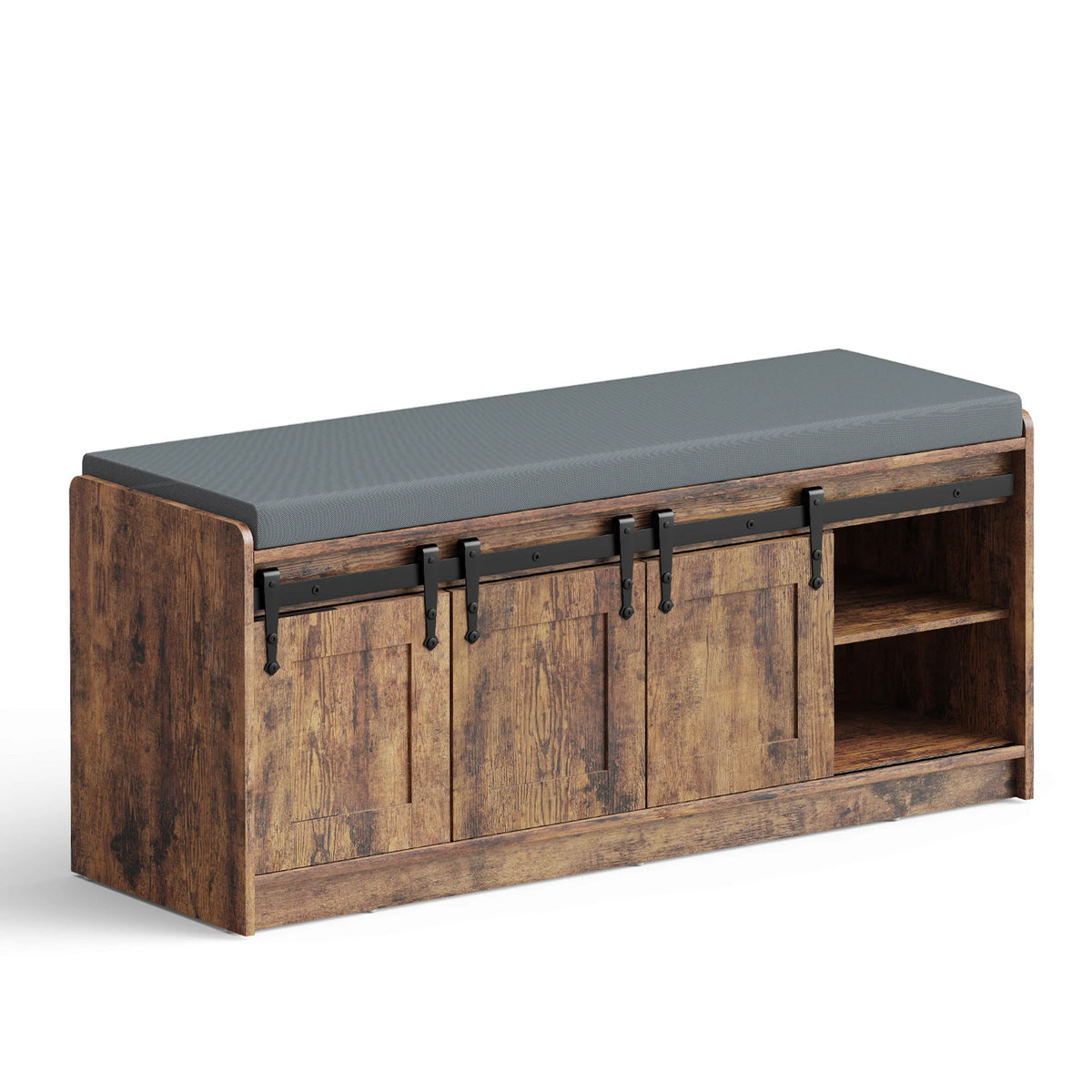 TinyNest Shoe Storage Bench With Linen Cushion Entryway Cabinet