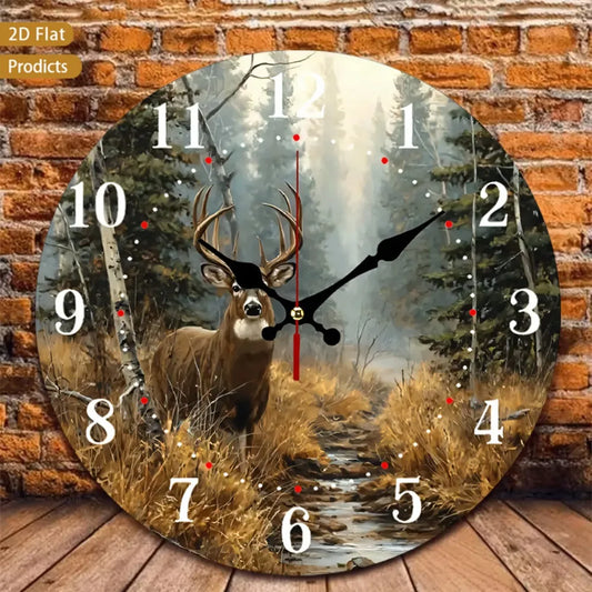 Rustic Farmhouse Deer Wall Clock Silent Sweep Movement Nursery