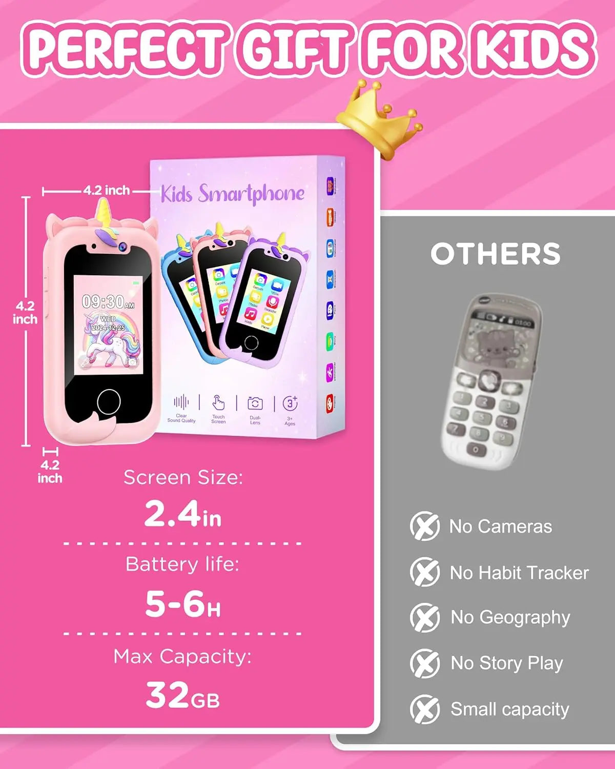 Educational Kids Smart Phone Toy With Touch Screen Learning