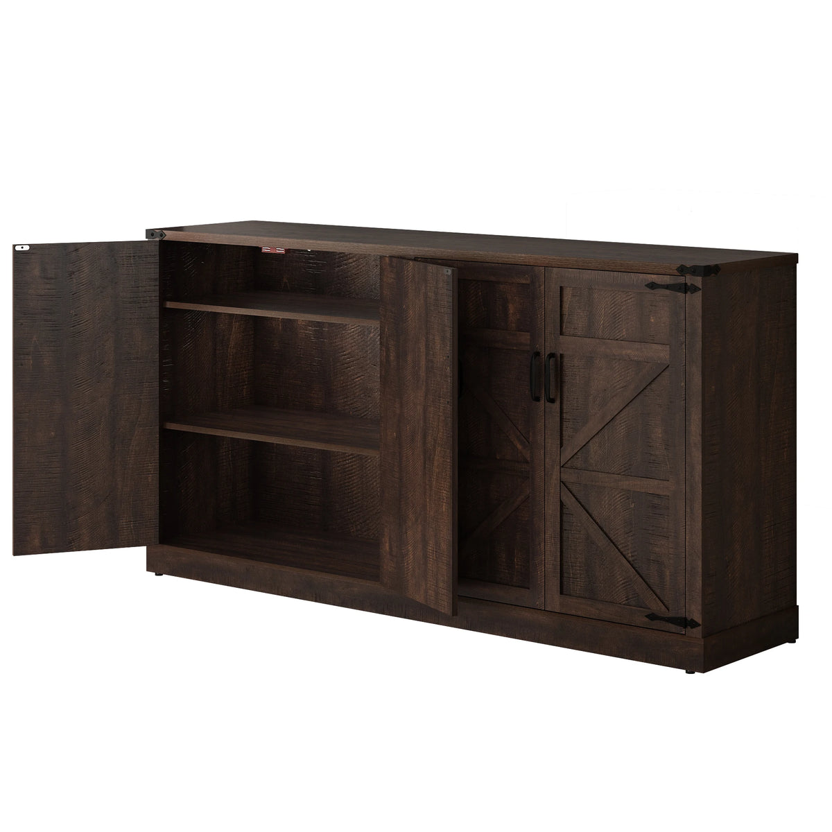 QiaoShiRen Buffet Cabinet With Drawers And Doors Farmhouse Kitchen