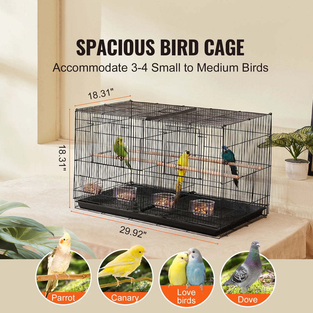 SucceBuy Stackable 30 inch Flight Bird Cage With Divider And Handle