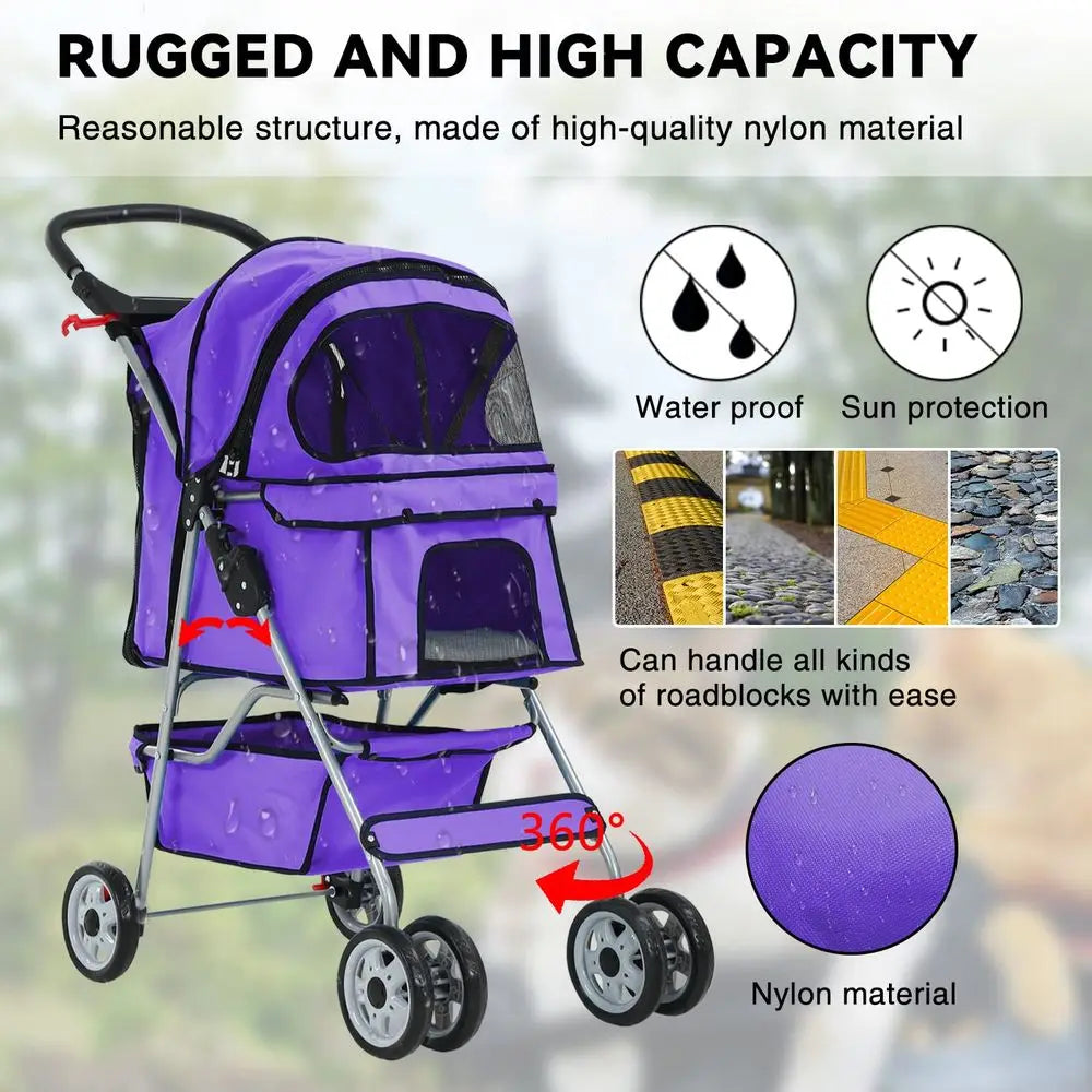 Cat And Dog Jogger Stroller With Cup Holder