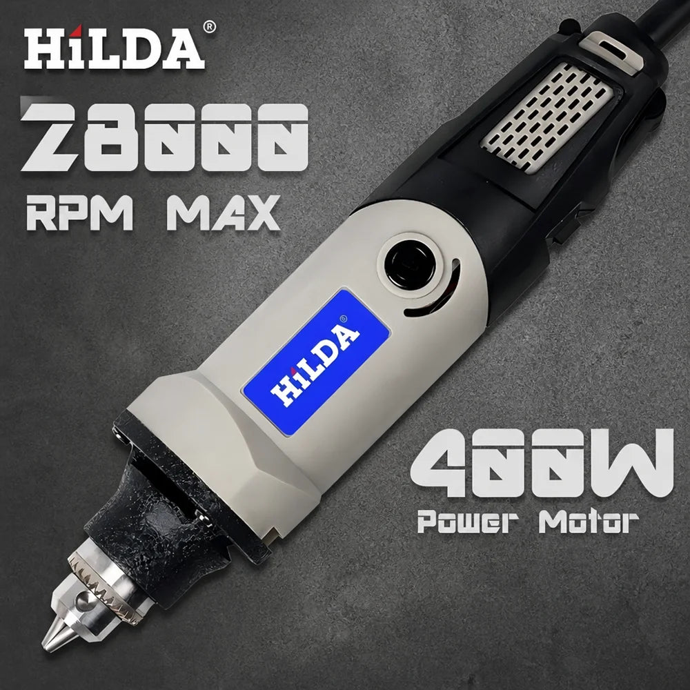 HILDA Rotary Tool 400W Drill Electric Tools Engraving Grinding Polishing 6 Variable Speed High Power DIY Power Tools
