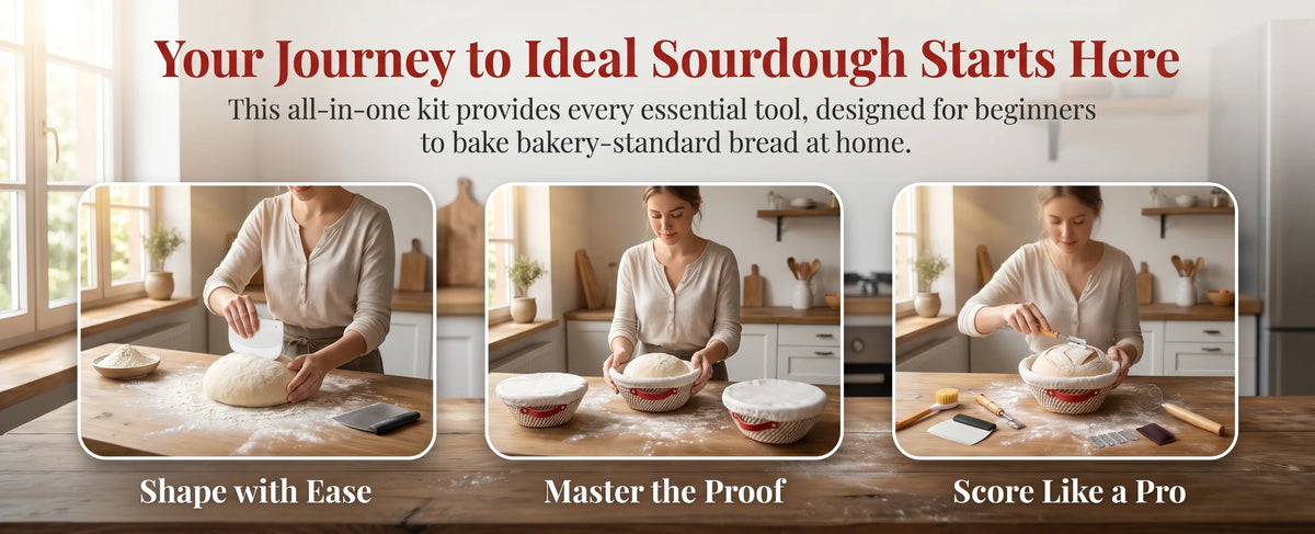 17 Piece Bread Proofing Basket Set With Lame And Whisk