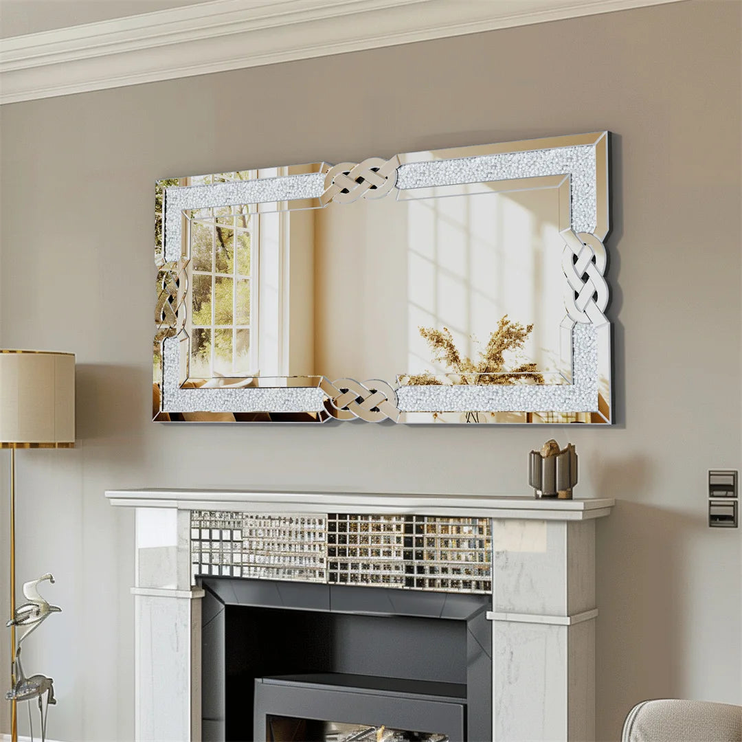 LUVODI Diamond Wall Mirror With Crushed Diamond Detailing Decorative