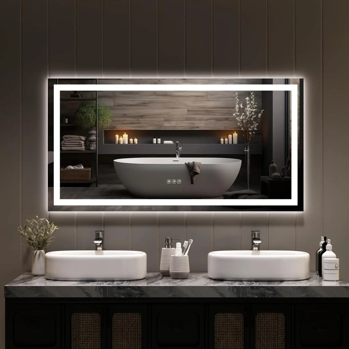 TWISTER.CK LED Bathroom Mirror With Memory And Anti Fog Frameless
