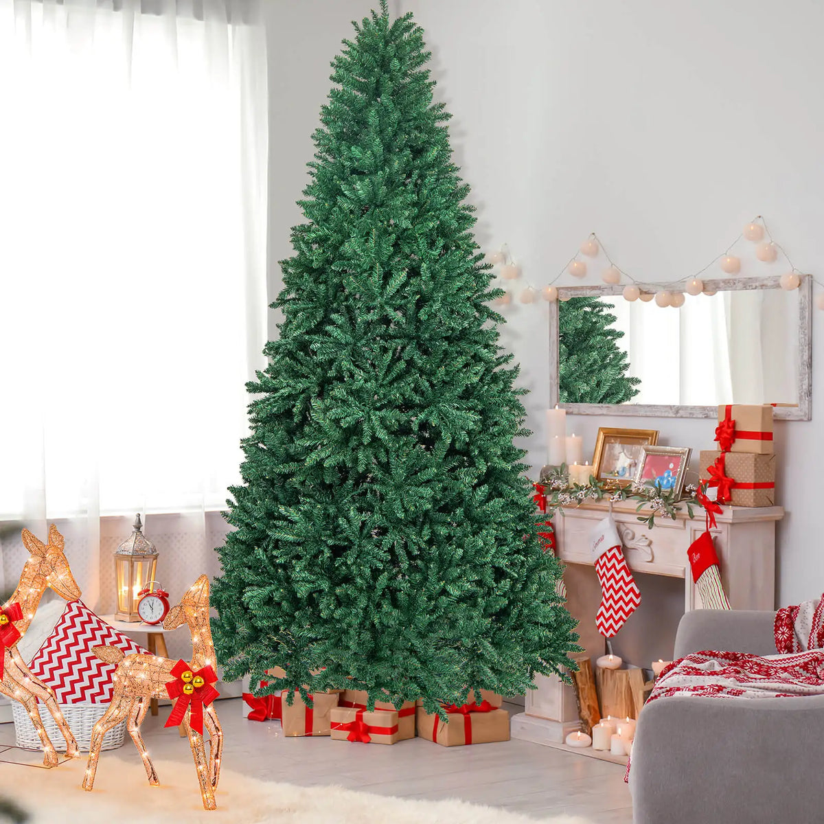 Lifezeal Artificial Christmas Tree Full Fir Hinged Structure