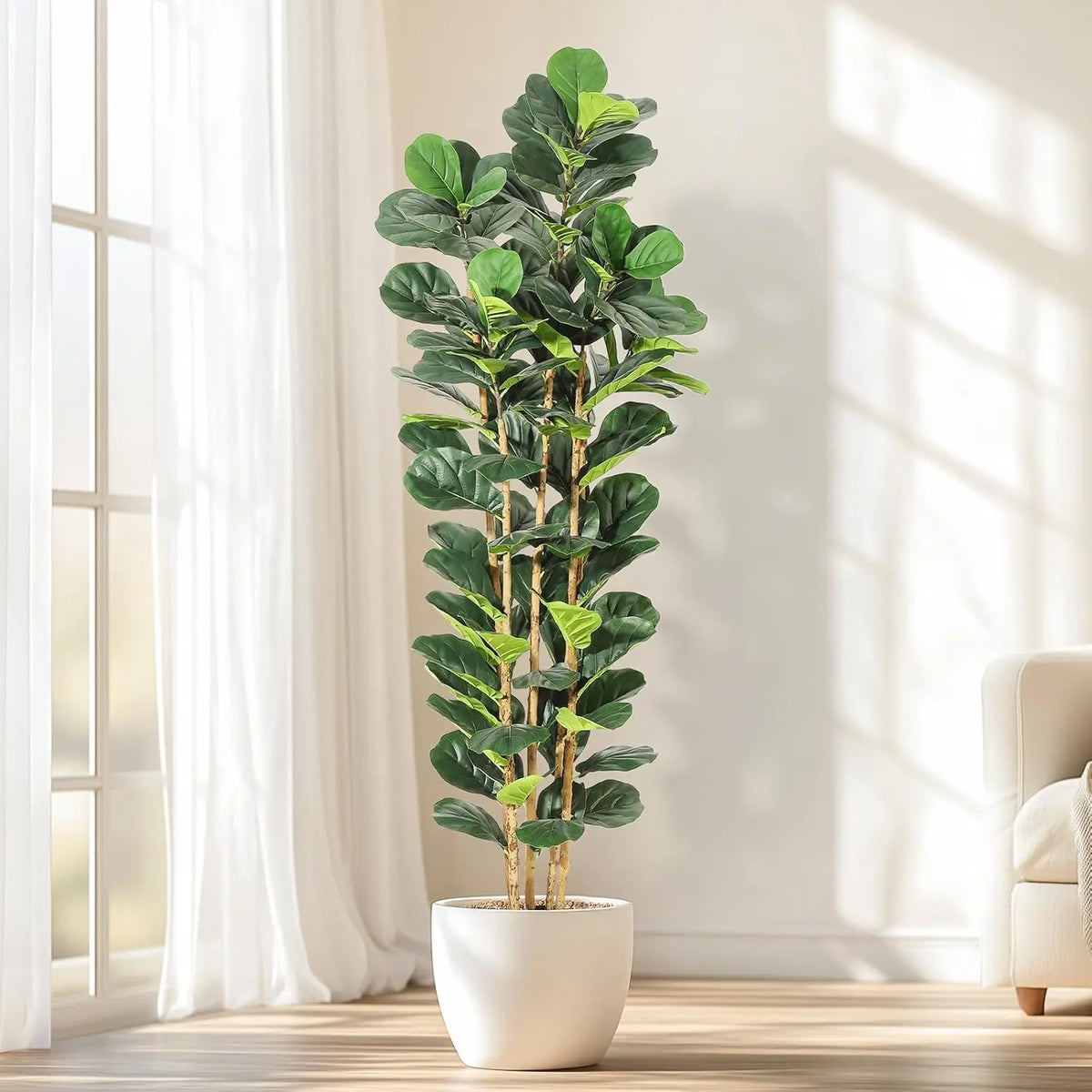 HiMISS Artificial Fiddle Leaf Fig Tree With Pot Faux Greenery