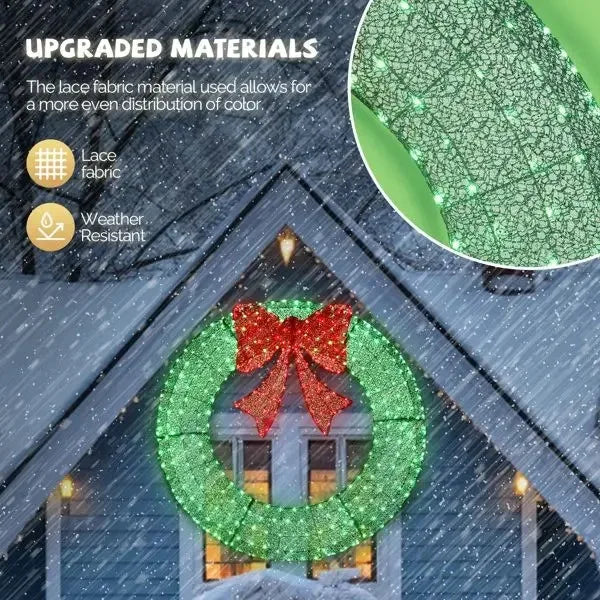 Pre Lit Outdoor Christmas Wreath Decoration With Led Lights