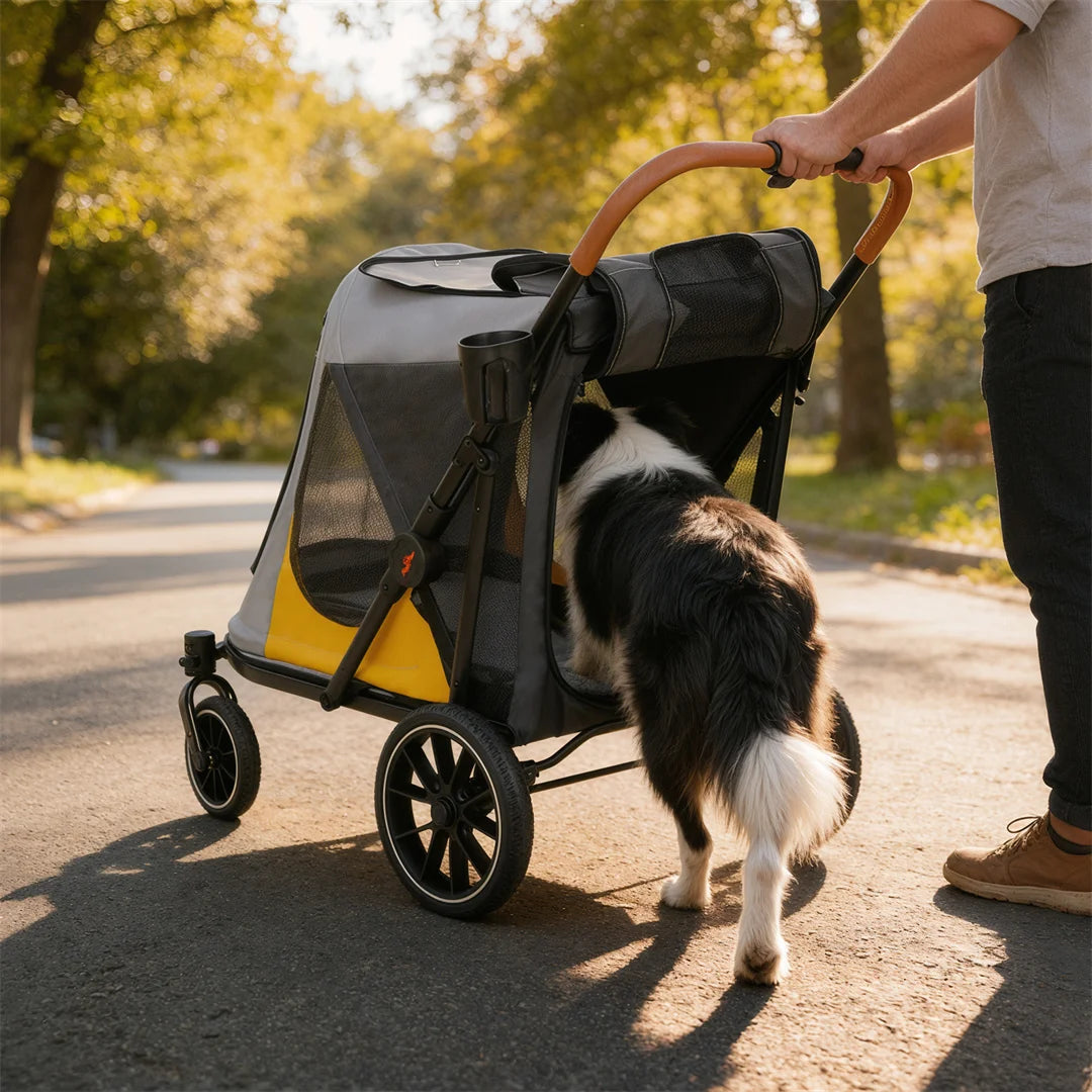 Brandless Portable Large Dog Stroller With Folding Wheels And Storage