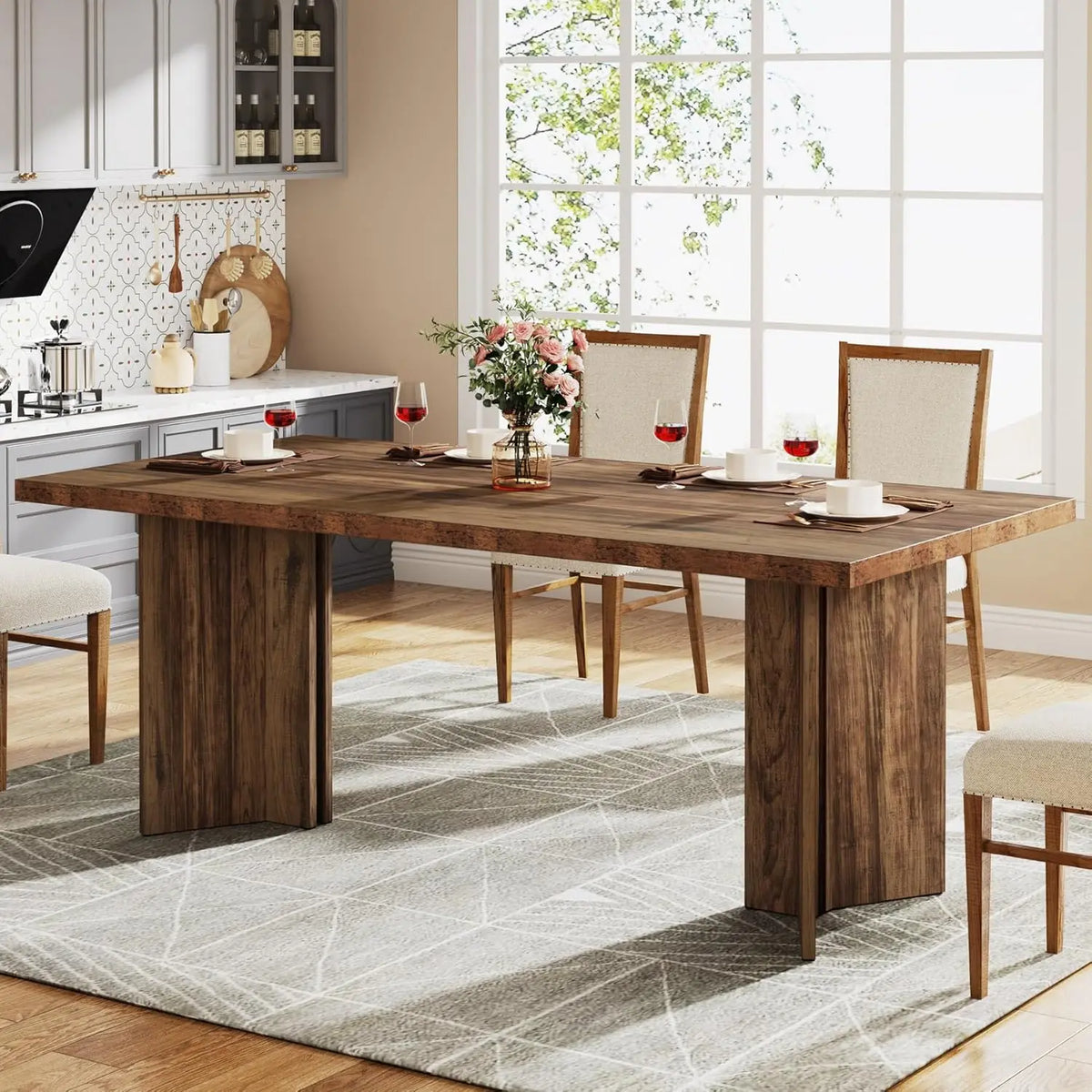 Tribesigns Farmhouse Dining Table For 4 To 6 People
