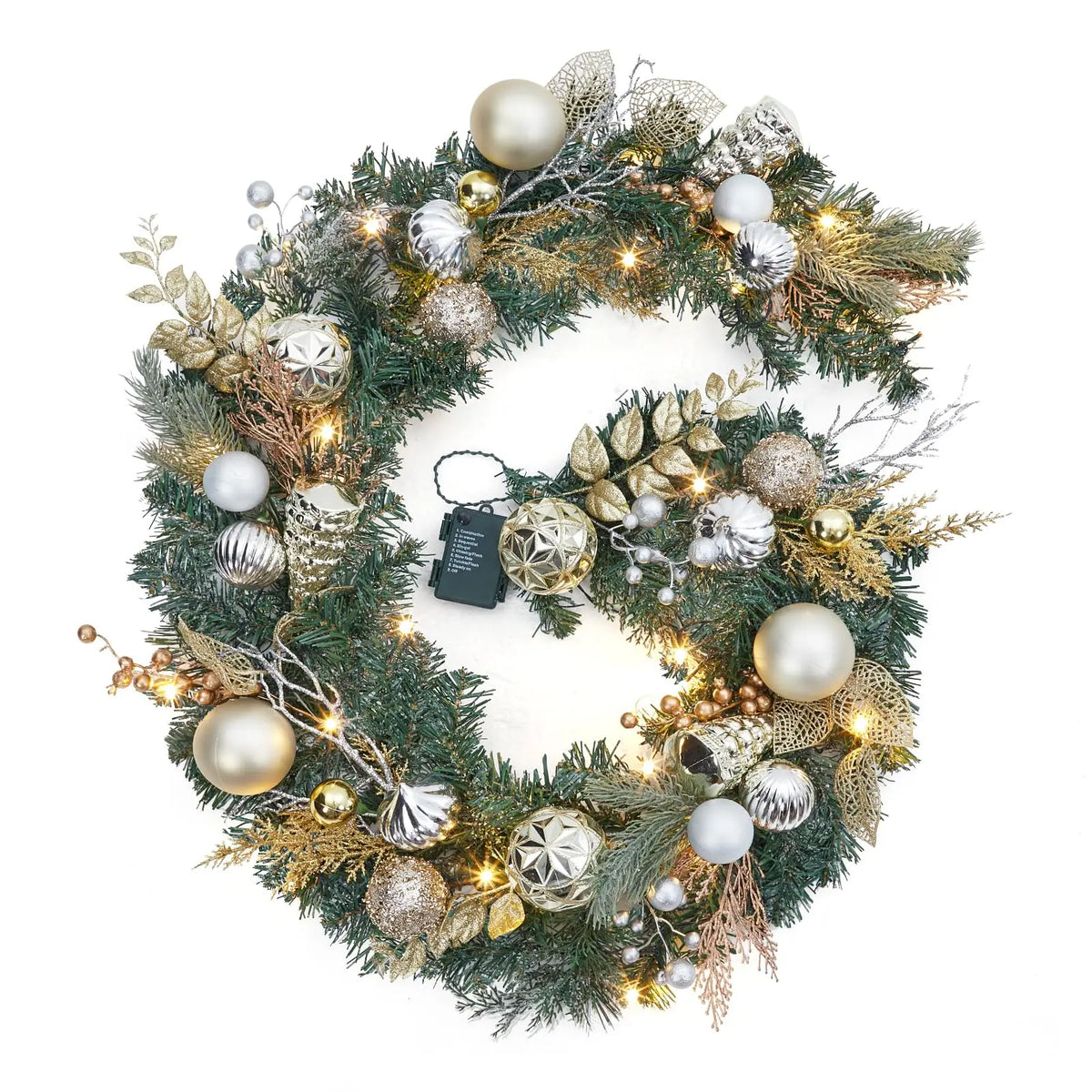 HiMISS Christmas Garland With Battery Lights For Mantle