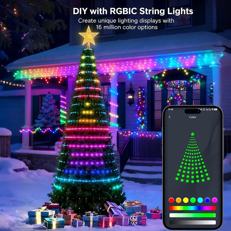 Mimirgb Smart LED Battery Christmas Tree String Lights