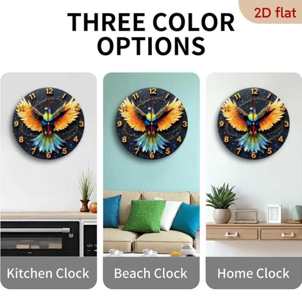 XMSJ Modern Farmhouse Round Wall Clock With Bird Design