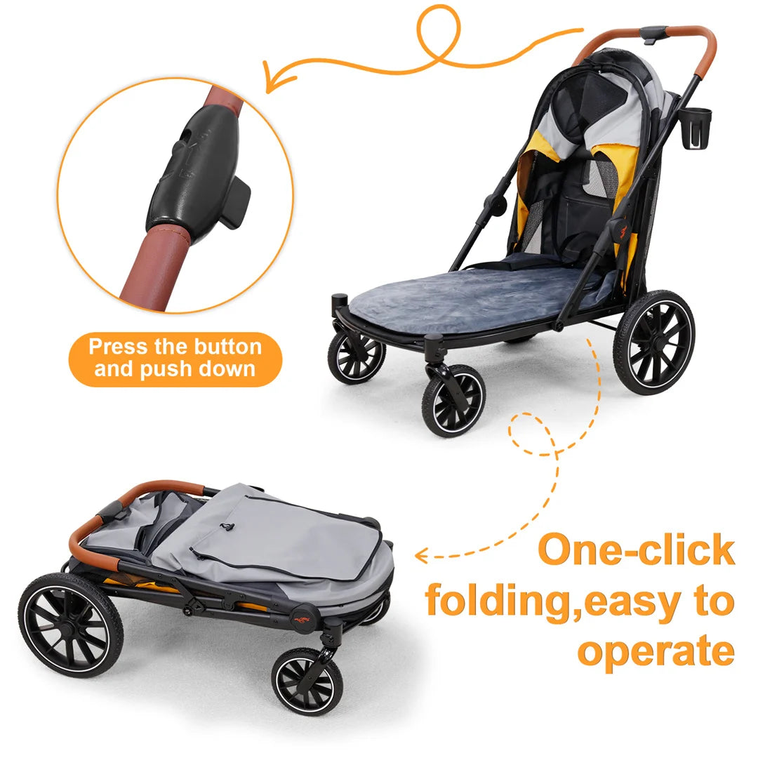 Brandless Portable Large Dog Stroller With Folding Wheels And Storage