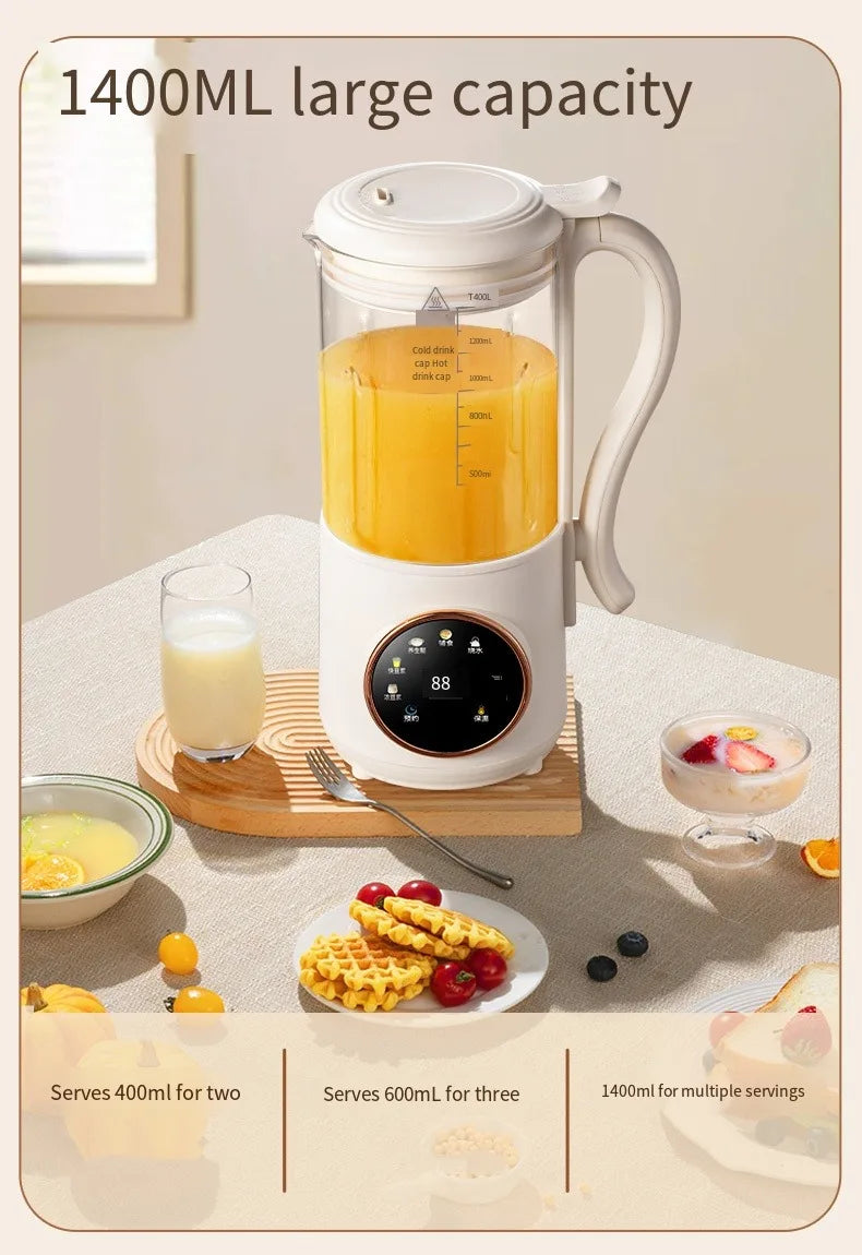 1400ml Glass Soy Milk Maker 16 Blades 9 Functions Automatic Blender Nut Milk Maker Soup Porridge Juicer with Timer