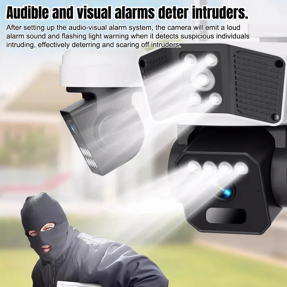 Kepack 6MP Wireless Solar Security Camera With Three Lens