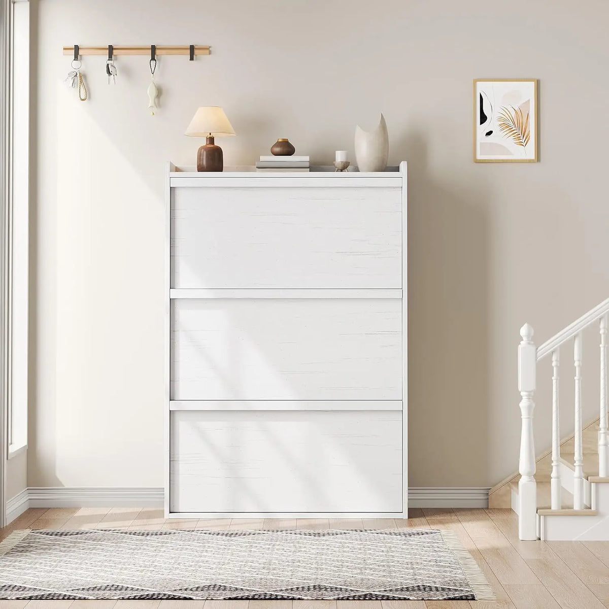 3 Flip Drawer Shoe Cabinet 46.1in Slim Freestanding Shoe Storage Organizer With Adjustable Shelves For Entryway Hallway Home Use