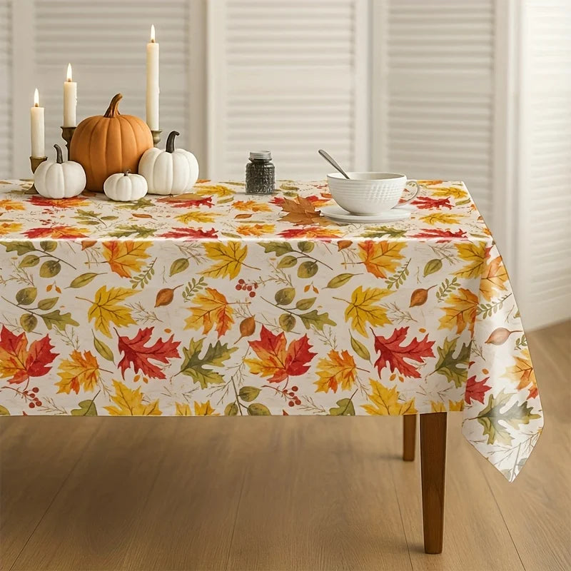 Thanksgiving Maple Leaf Polyester Tablecloth For Holiday Dining Decor