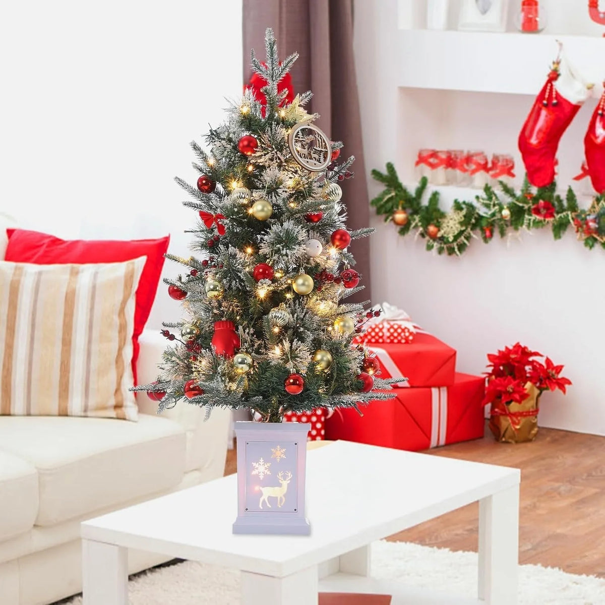 Anixol Pre Lit Artificial Christmas Tree With Warm LED Lights