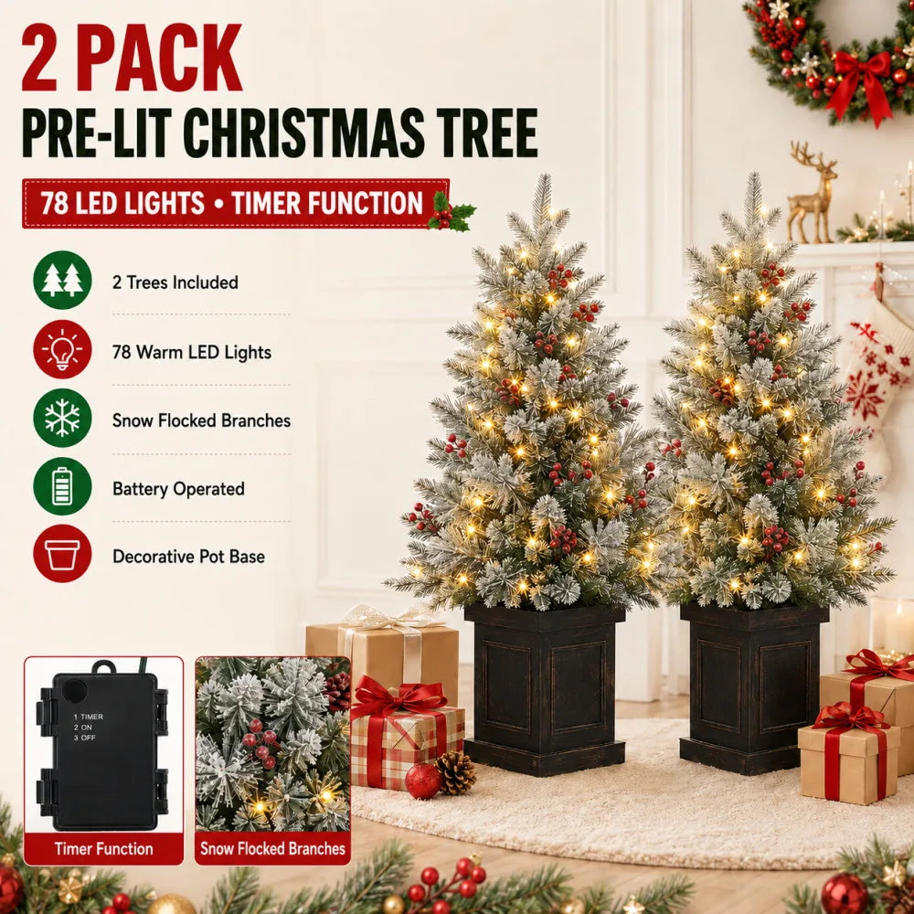 Pre Lit Artificial Christmas Tree With Timer And Battery Operated