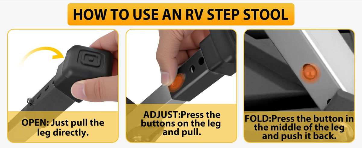 Nilight Portable RV Step Stool Aluminum Heavy Duty Anti Slip