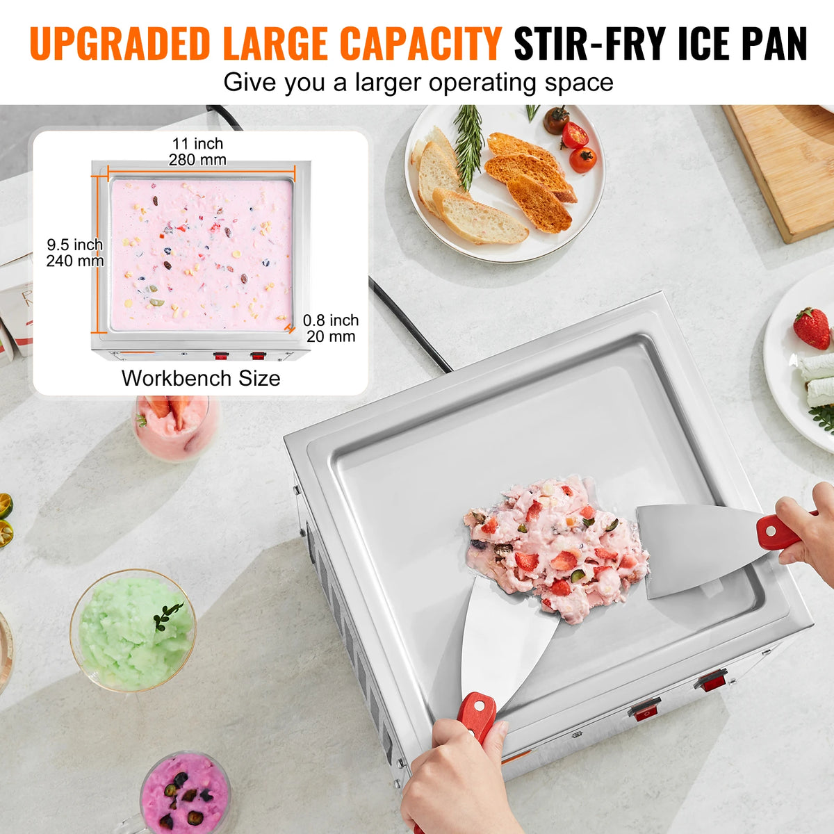 Succebuy Stainless Steel Ice Cream Roll Maker With Compressor