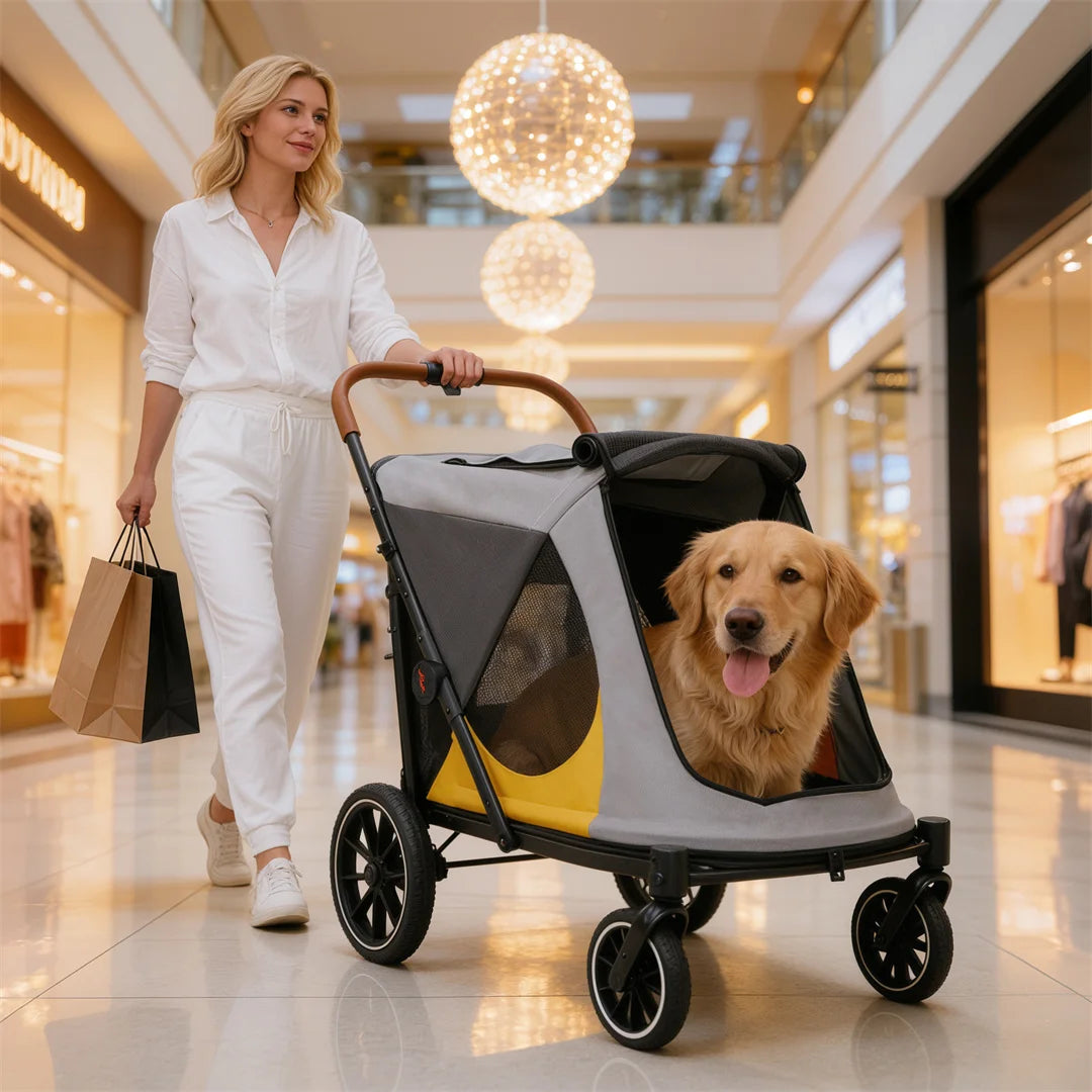 Brandless Portable Large Dog Stroller With Folding Wheels And Storage