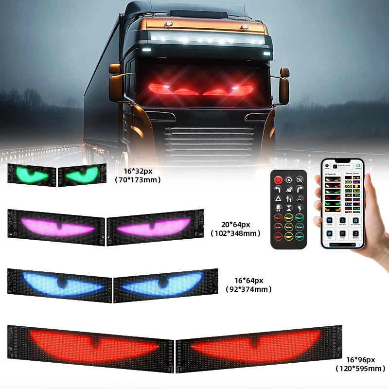 Universal Vehicle LED Devil Eyes Light With Programmable Pixel Panel