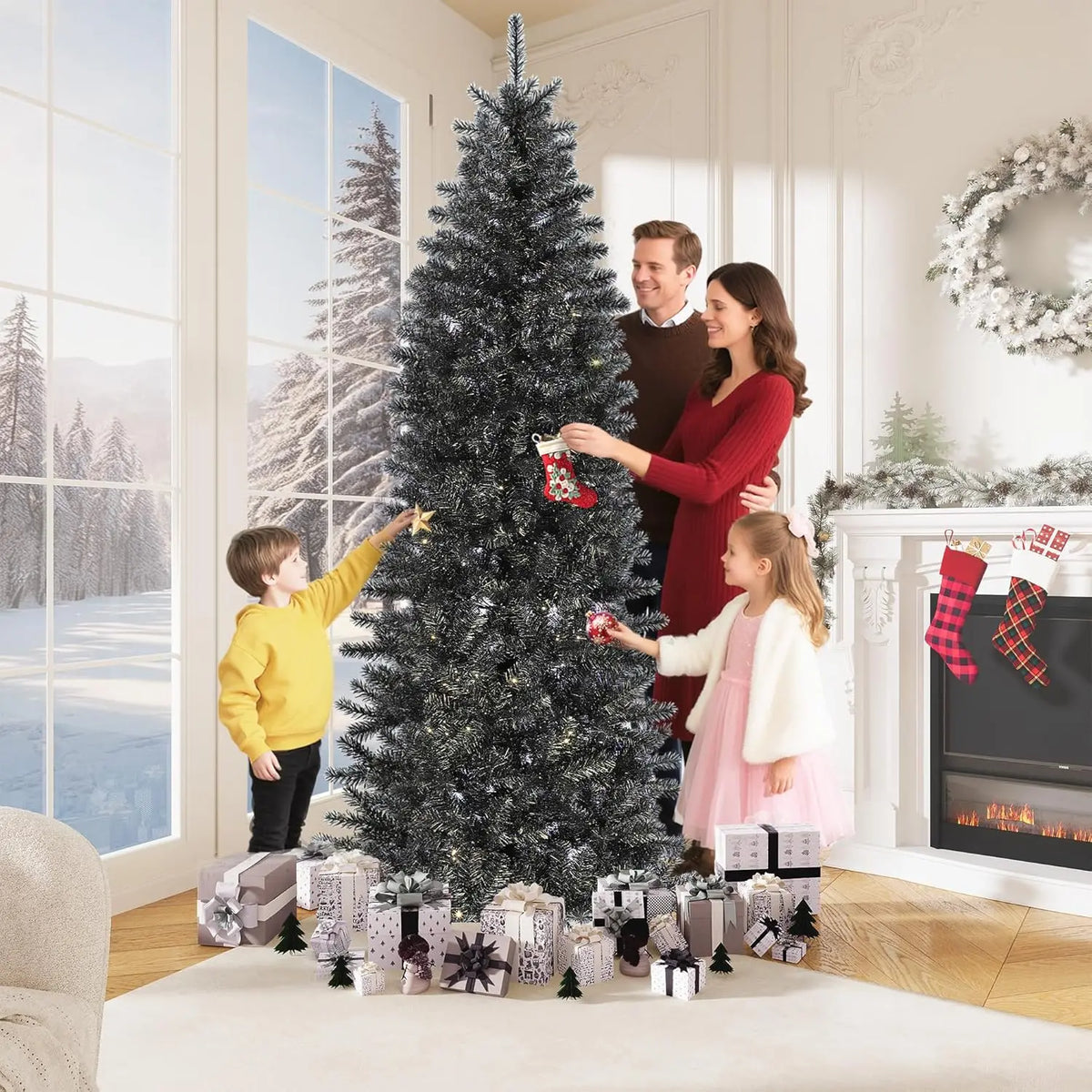 Artificial Halloween Christmas Tree With Realistic Branch Tips Metal Stand