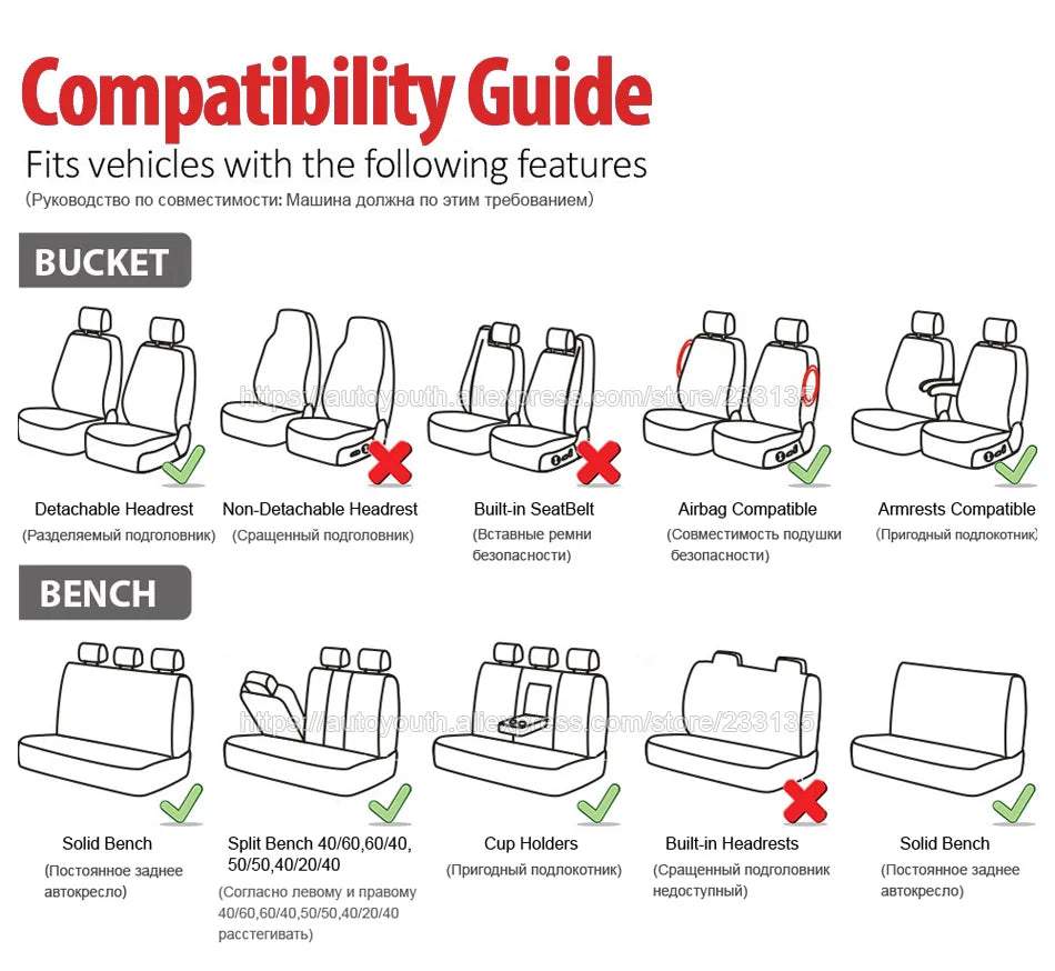Autoyouth Universal Car Seat Covers PU Leather Sports Style