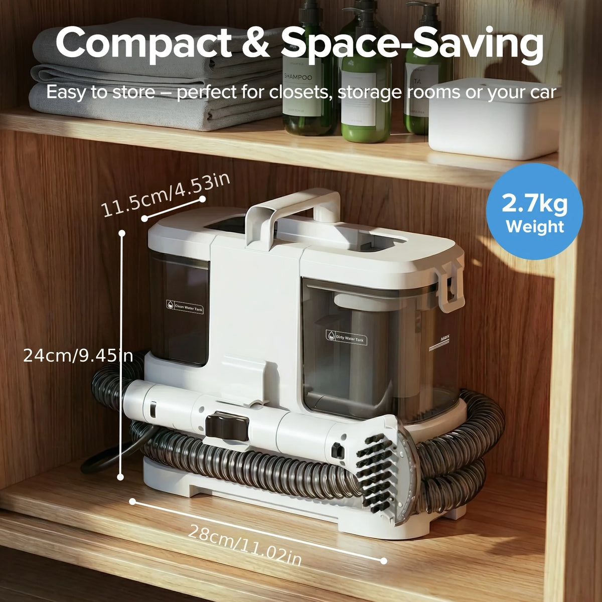 Lubluelu V2 Portable Carpet Upholstery Spot Cleaner 3-in-1 Spray Brush Vacuum 12KPa Powerful Suction Compact Storage for Home/ Sofa/Carpet/Car Seats